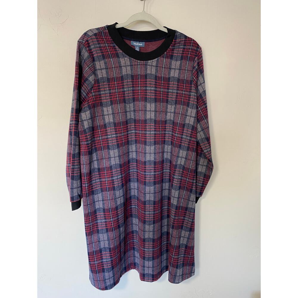 NWT ModCloth Plaid Nightgown 1X Red Gray Black